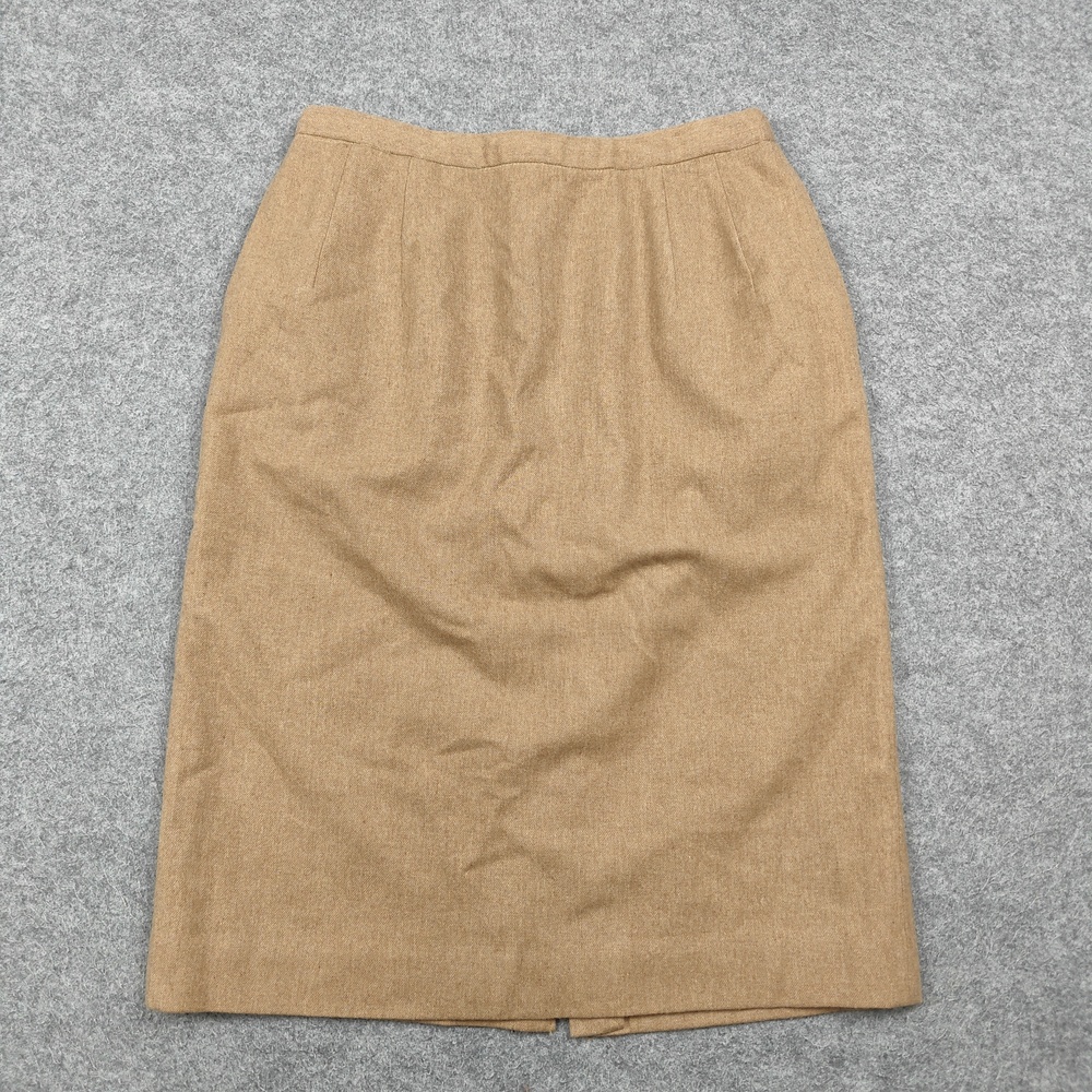 Vintage Pendleton Skirt Womens 10 Beige Knee Length Petite Wool Lined Straight